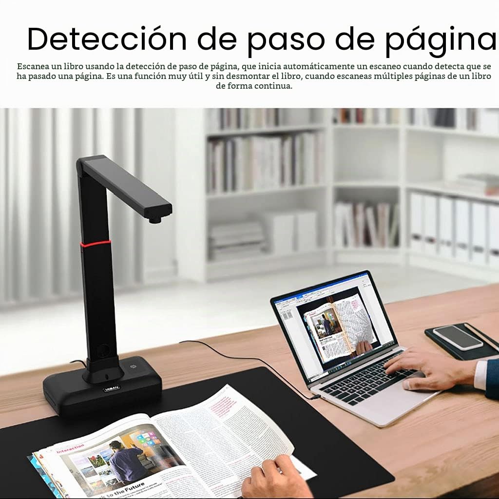 Viisan S21 Escáner de Libros y Documentos. Corrija la curvatura de Las páginas del Libro automáticamente. Capture hasta A2. Resolución de 23MP. Edición de Documentos y Software OCR. Windows&Mac