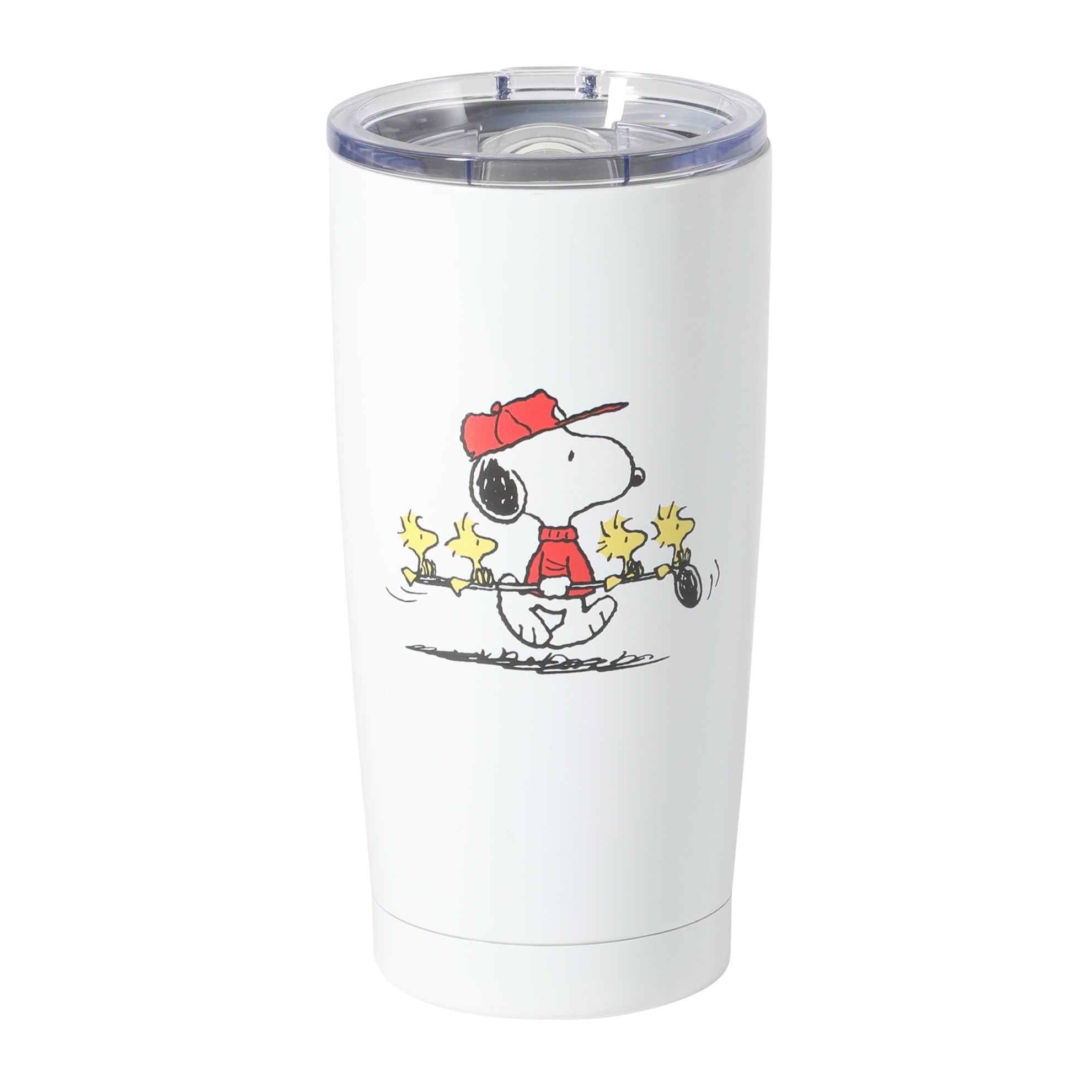 Snoopy Stay Chill 17 oz Insulated Stainless Steel Tumbler with Lid, Double Wall Thermal Drink Cup for Hot & Cold Beverages, White, Sporty Snoopy