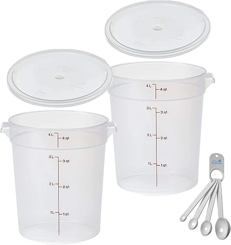 Miniatura 11 de Lumintrail Cambro recipiente redondo de almacenamiento de alimentos de 2 cuartos de galón, translúcido, con tapa translúcida, paquete con juego