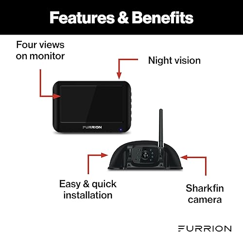 Miniatura 2 de Furrion Vision S - Sistema de cámara inalámbrica de respaldo para RV con monitor de 4.3 pulgadas, 1 aleta de tiburón trasera