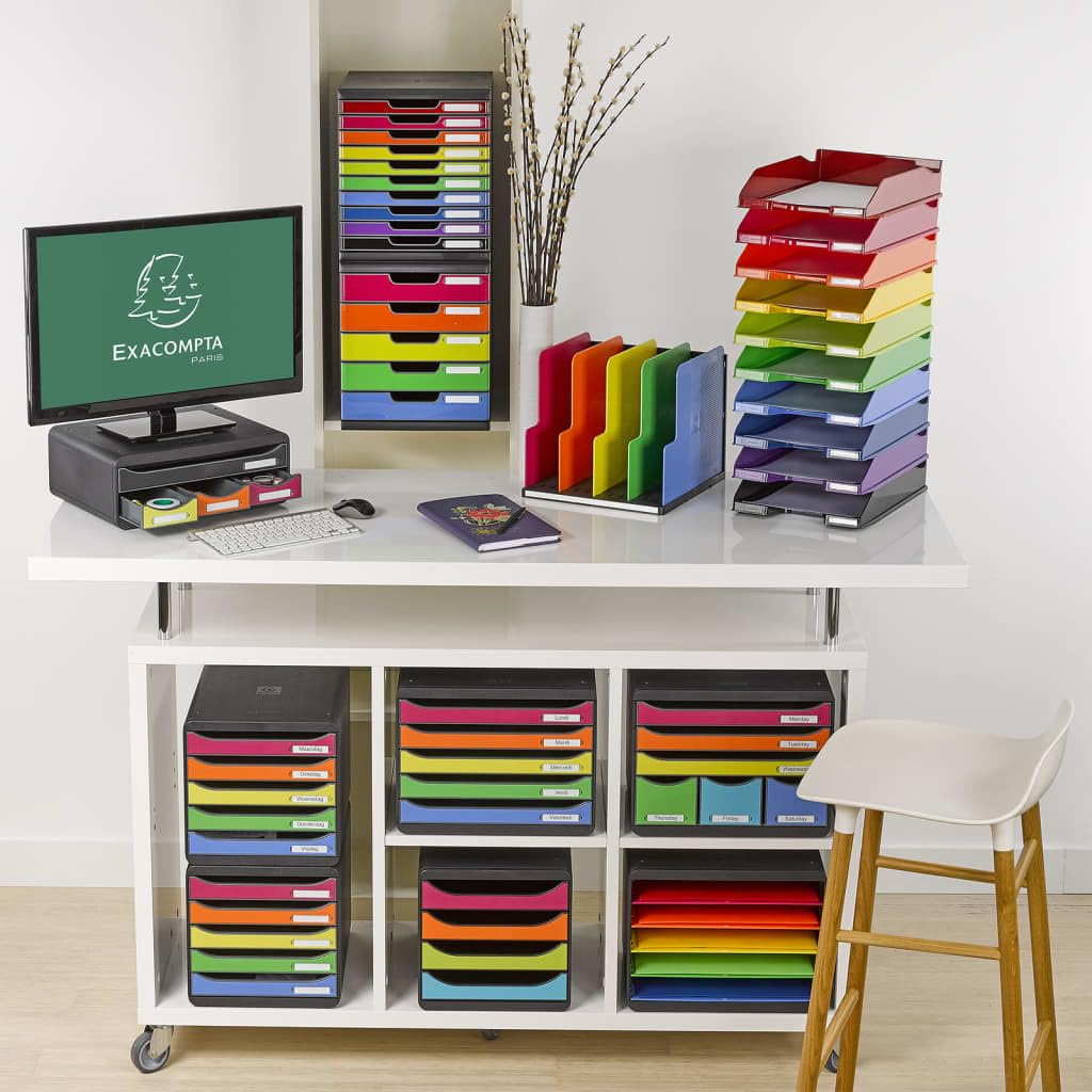 EXACOMPTA Module de classement à l'italienne 5 tiroirs BIG BOX Noir / Multicolore - 27 x 27,1 x 35,5 cm