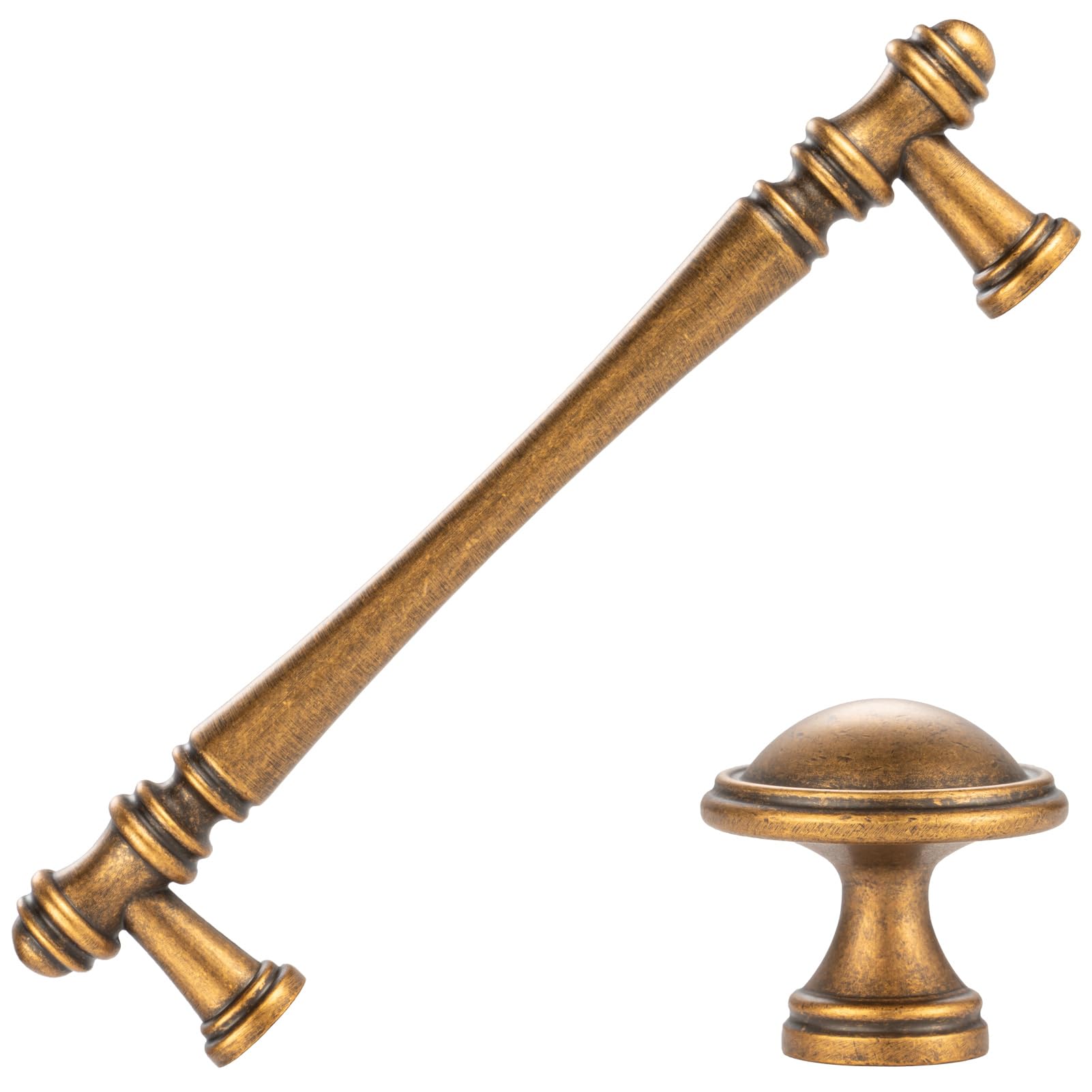 KOOFIZO 10 Pack 5 Inch Antique Brass Cabinet Pulls Vintage Brass Cabinet Handles Brass Cabinet Hardware P30 for Kitchen Cabinets Drawer Dresser Cupboard Bedroom Bathroom