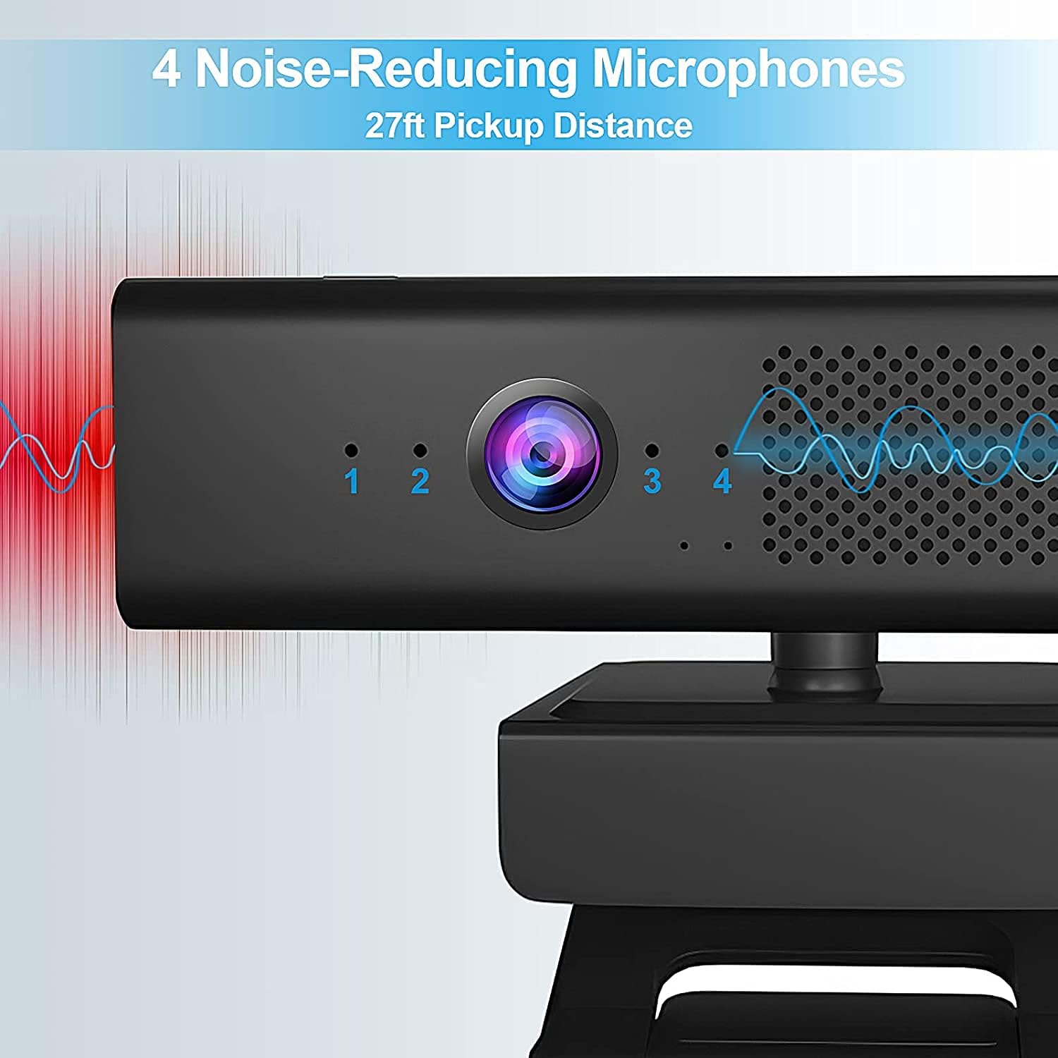 1080P Wide Angle Webcam, 2021 Conference Camera with 4 Microphones, Privacy Cover, Advanced Auto-Focus, Streaming Web Camera for Zoom Skype Facetime, Compatible for Mac OS Windows 10/8/7