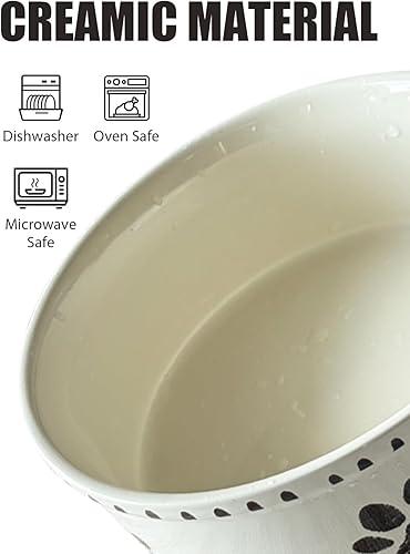 Miniatura 3 de Cuenco de cerámica para perros de 55 onzas resistente para alimentos y agua para mascotas para perros medianos y grandes, plato antideslizante con