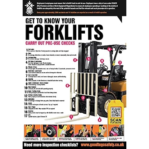 Good to Go Safety 51360 A2 Forklift Inspection Checklist Poster, Synthetic Paper Cover