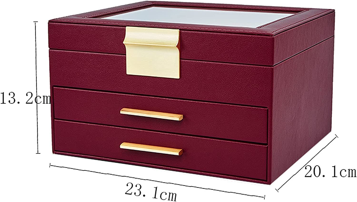 Schmuck-Organizer, Schmuckkästchen, großes Schmuckkästchen, Organizer, Schublade, Spiegel für Damen, Pu-Leder, Aufbewahrungskoffer für Ohrringe, Ring, Halskette, Armband, Uhr, Schmuckkästchen,