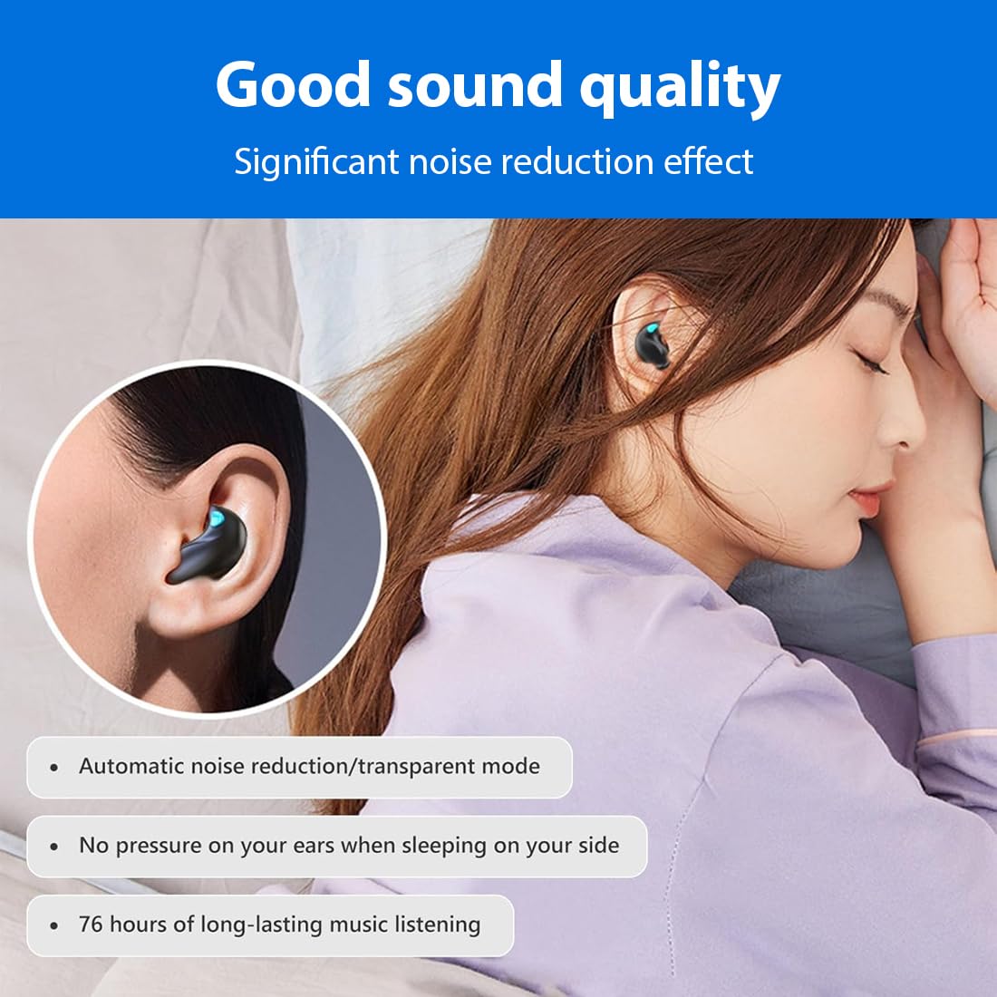 Cuffie Bluetooth,Cuffie per Dormire Senza Fili Invisibili,Impermeabili Ipx5,Bluetooth 5.3 Touch Control,Cuffie con Cancellazione del Rumore,for Side Sleepers,Usura Insensata