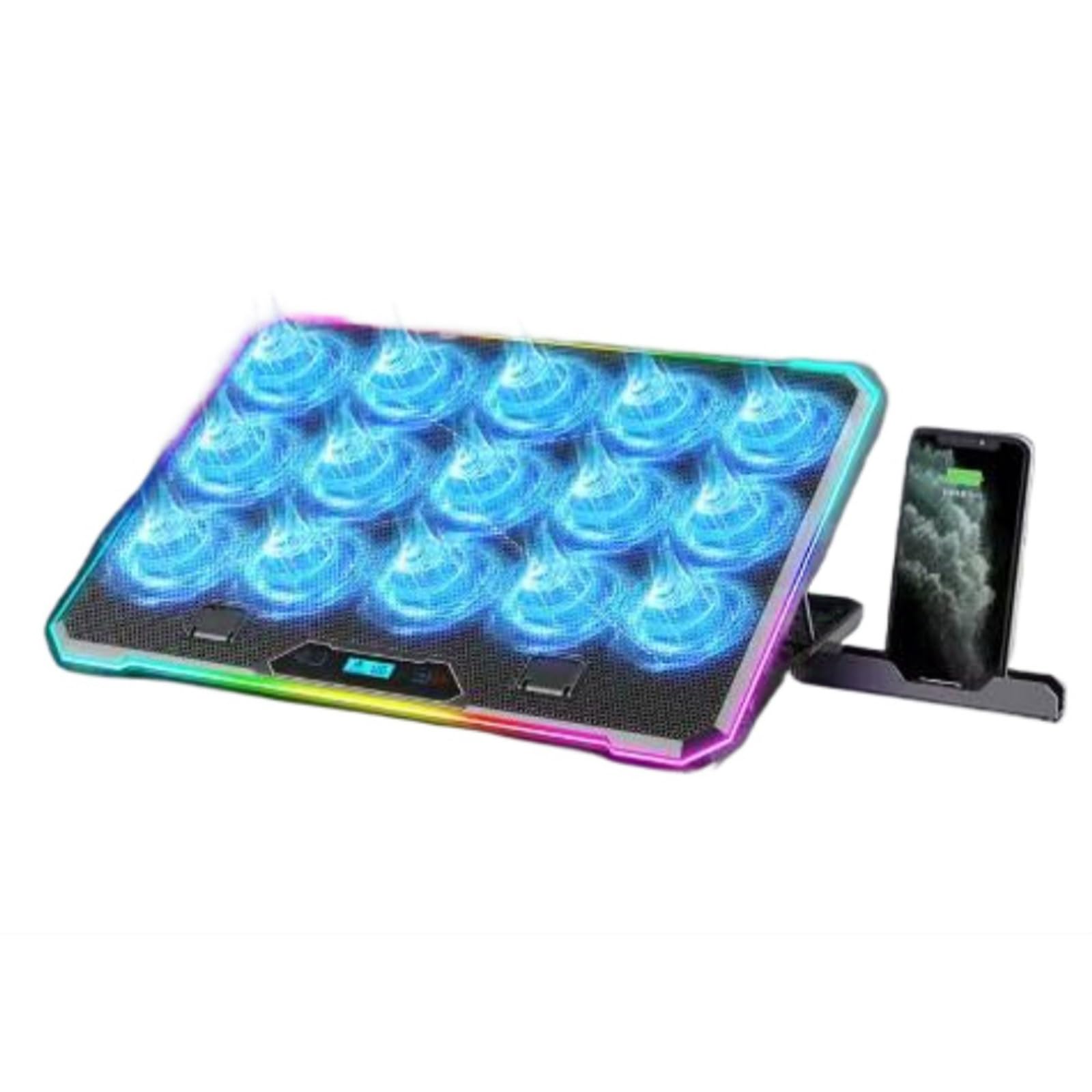 Tappetino Raffreddamento per Notebook con 13 ventole, raffreddatori per Laptop Adatti per Laptop da 14-21 Pollici 8 Angoli, Ventola per Laptop da Gioco con Slot per Supporto