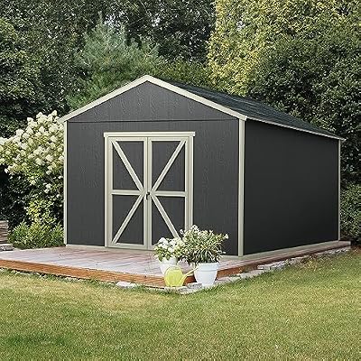 Handy Home Products Rookwood 10x10 Do-It-Yourself Wooden Storage Shed with Floor Brown
