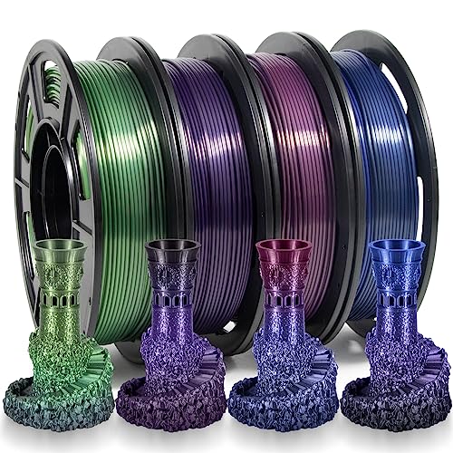 iSANMATE 3D Printer Filament, Pla Filament 1.75mm Bundle, Rainbow Filament Bundle, Silk Gradient Rainbow PLA Filament, 3D Printing Filament, 250g X 4 Spools