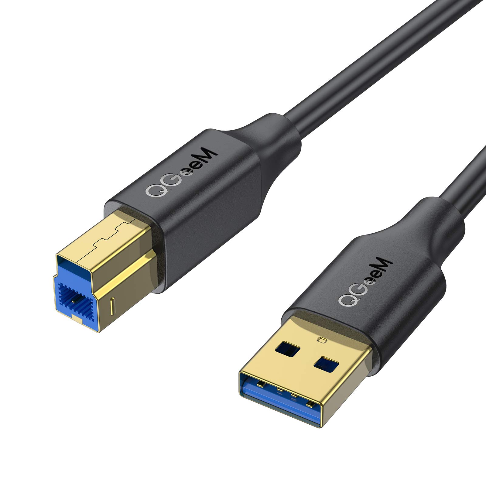 USB 3.0 Cable 6FT, QGeeM Superspeed USB 3.0 Cable A Male to B Male Compatible with Docking Station, Monitor, External Hard Drivers, Scanner and More, USB 3.0 Upstream Cable