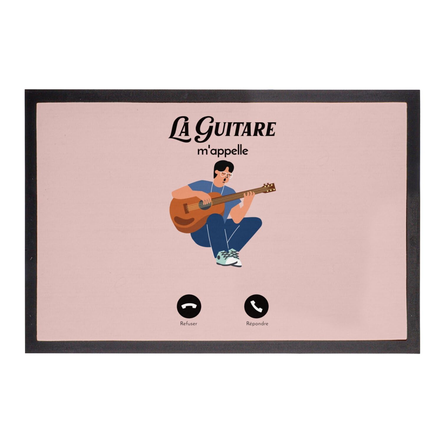 Paillasson rose la guitare m'appelle musique loisir 60x40