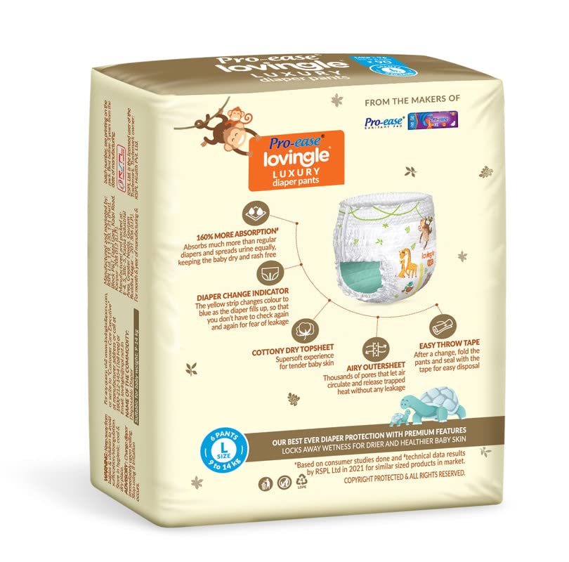 Image of Pro-ease Lovingle Luxury Diaper Pants all range L, 6 count (9-14 kg),Pack of 2