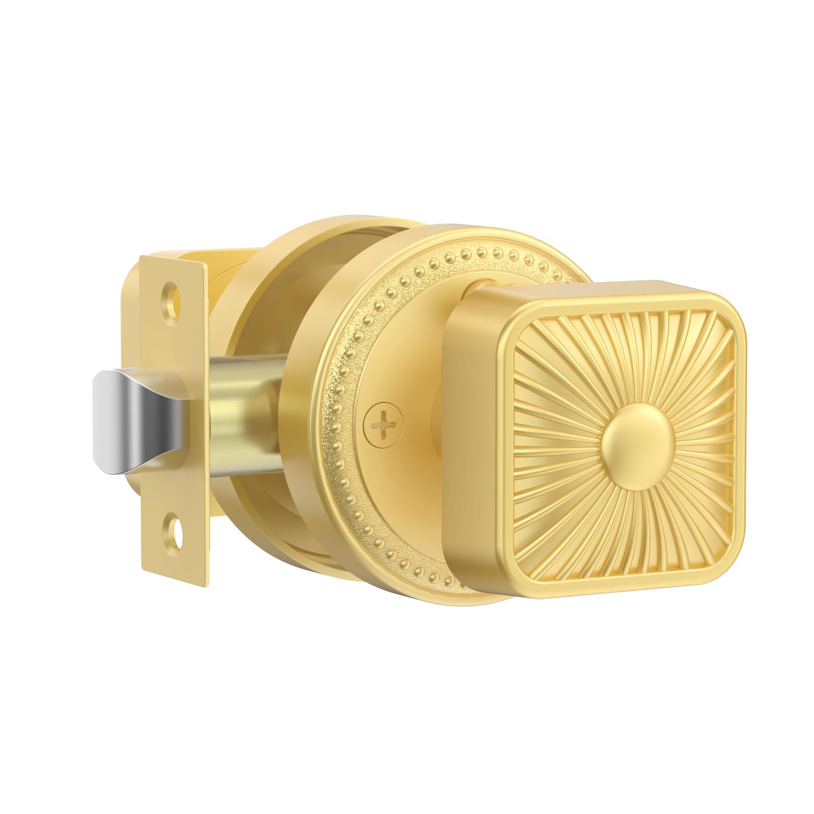 Antique Brass Door Knobs with Lock - 4 Pack -12