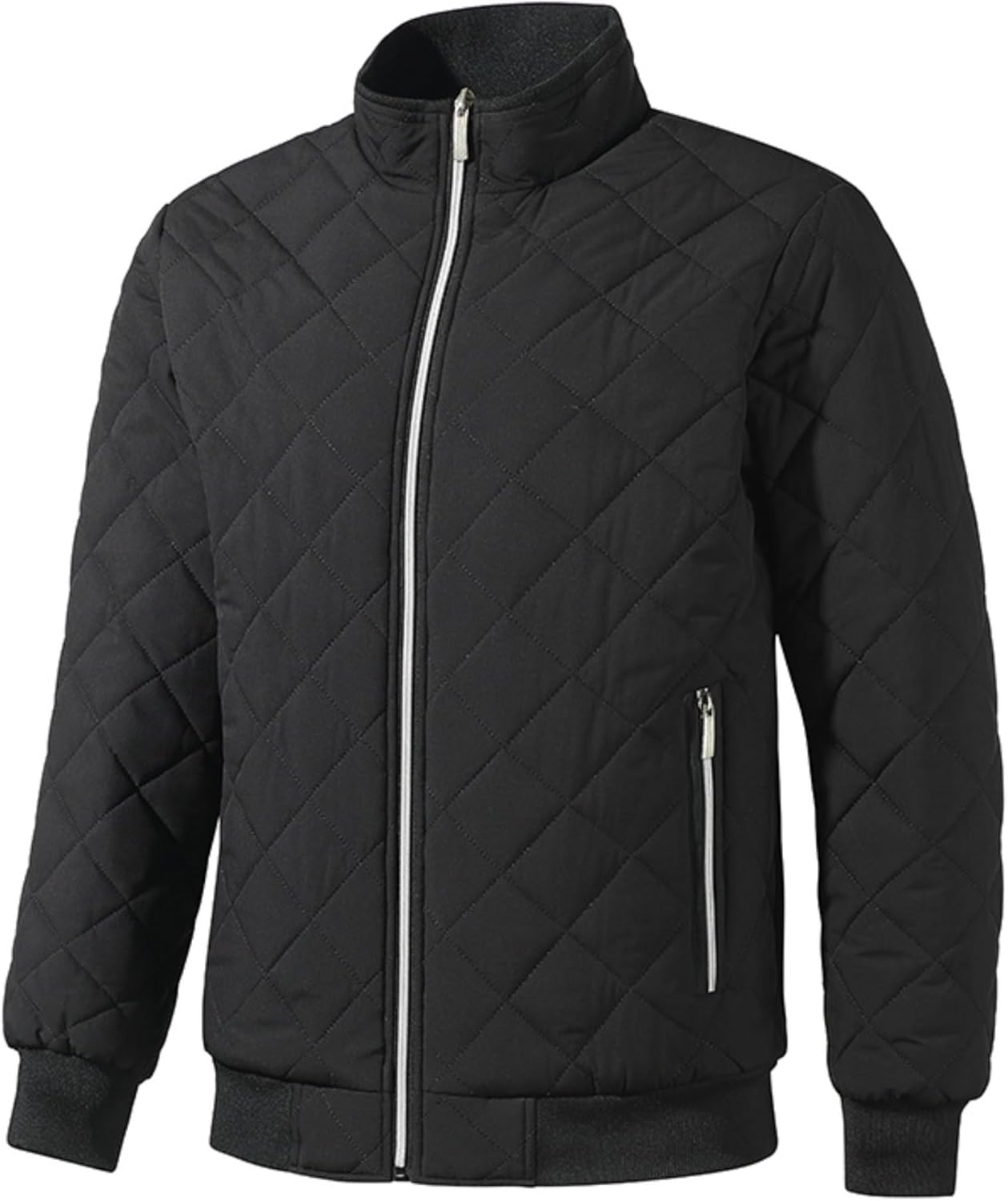 Men's Fleece Lined Quilted Jackets Winter Parka Stand Collar Padded Jackets Casual Windproof Bomber Coat