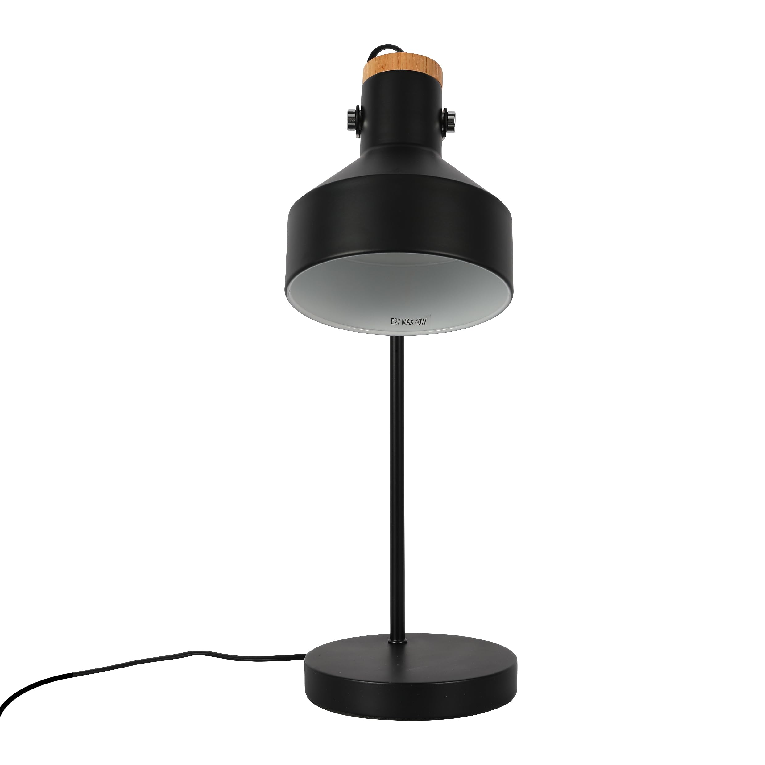 Tekled Black Tekled® Led Desk Lamp | Modern Rotatable Table Light With Wood Accent | Replaceable E27 Edison Screw Bulb Holder | For Bedside Reading Home Office Work Architects Students