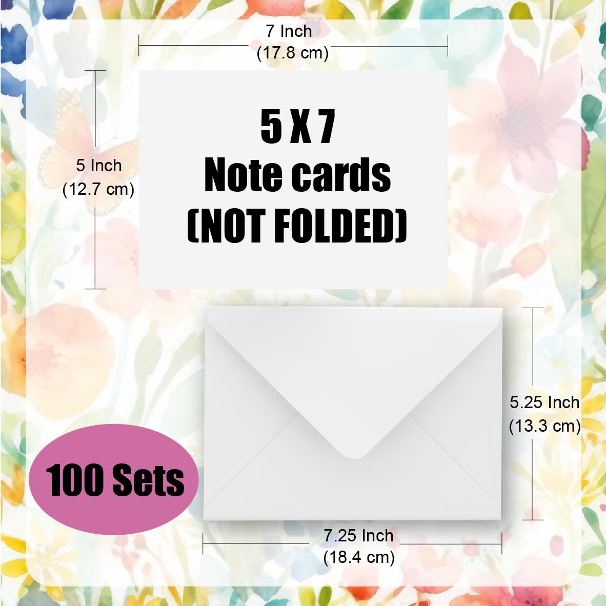 ANSSDO Cartes vierges et enveloppes 12,7 x 17,8 cm non pliées – Papier cartonné blanc épais et enveloppes A7 pour cartes de remerciement, cartes de vœux, Noël, invitations, anniversaire