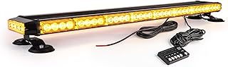 CUMART 38" Amber Yellow Rooftop Beacon Warning Emergency Flashing Snow Plow Light Bar Double Side Strobe Light Traffic Advisor with Magnetic Base for Tow Work Truck Pickup (Amber/Amber)