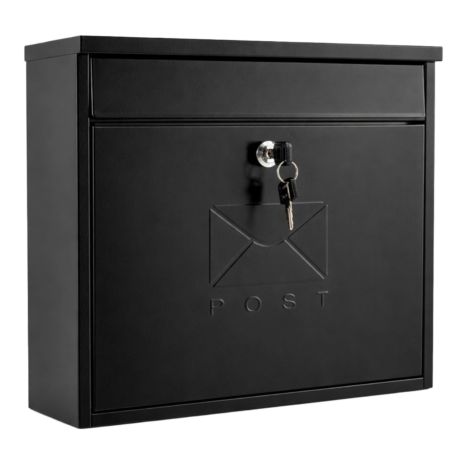 GREENSAPPIRE Wall-Mounted Mailbox – Lockable, Weatherproof, Elegant and Modern Design, Durable Metal Postbox, Suitable for Home or Office 36x32x11.5CM (Black)