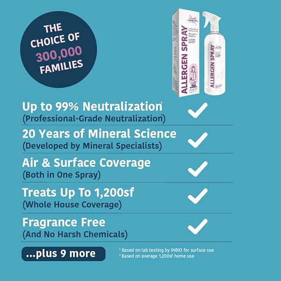 Allergy Asthma Clean Allergen Spray, Pets, Dust Allergies & More, Air & Surface, Just Add Water, Bottle, Over 33oz