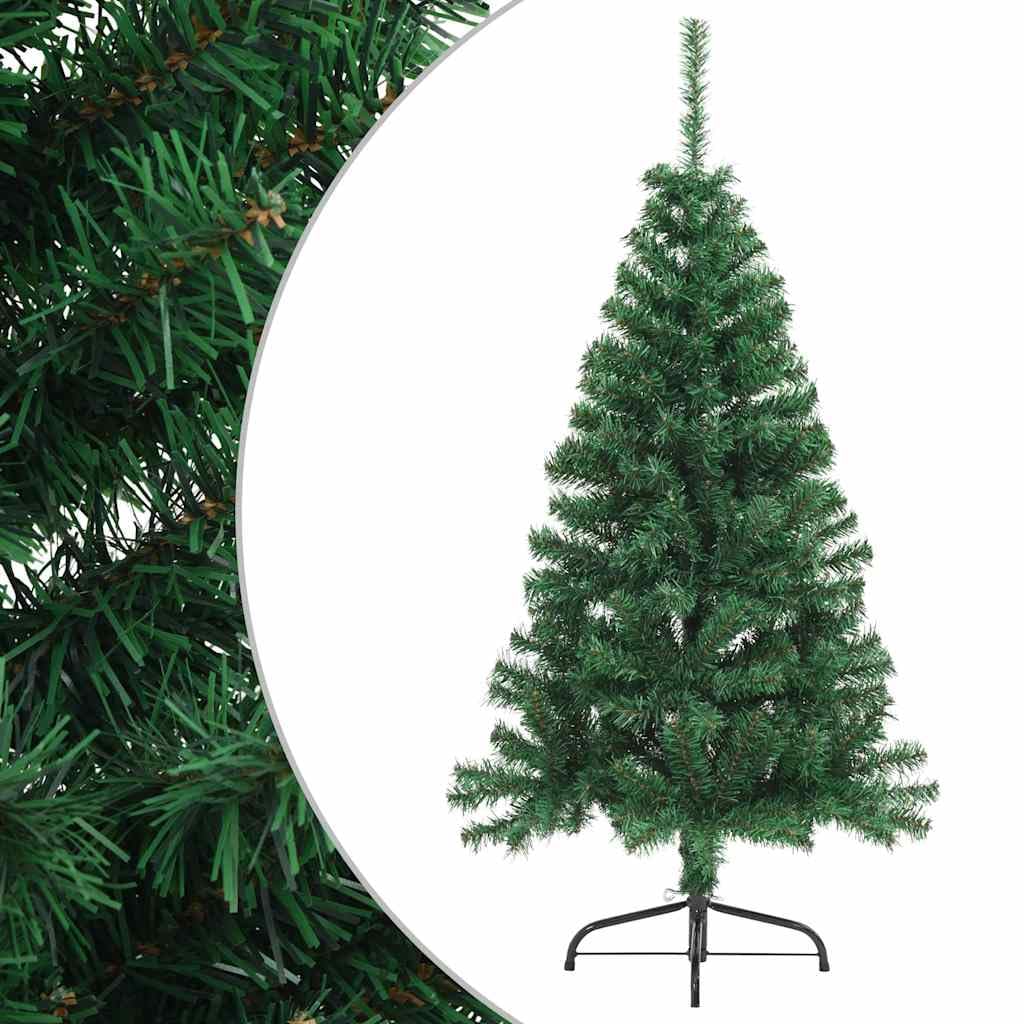 Medio Árbol De Navidad Artificial Verde 150 Cm con Soporte De Acero, Semicírculo para Colocar contra La Pared, 340 Puntas De PVC, Montaje Fácil, Reutilizable, Decoración Navidad