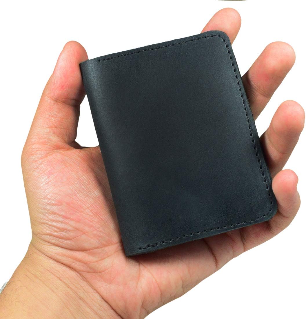 Hide & Drink, Leather Bifold Card Wallet Diagonal, Holds Up to 5 Cards Plus Folded Bills, Cash Organizer, Accessories, Handmade :: Charcoal Black - Image 4