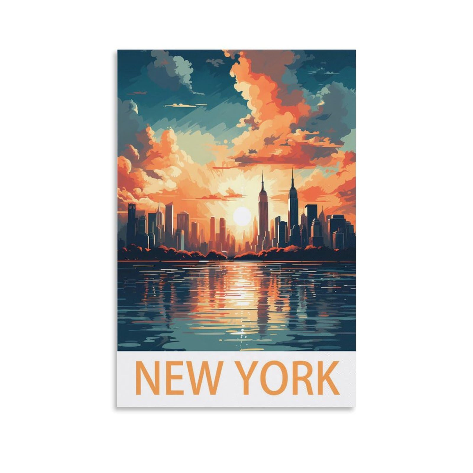 Javon Unframe-Style New York Vintage Travel Poster 08X12inch(20X30cm) Canvas Art Poster And Wall Art Picture Print Bedroom Decor