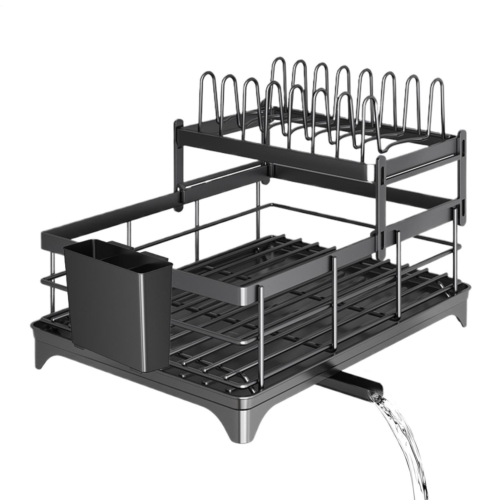 Genérico Geschirrtrockner für die Küchentheke, 2 Ebenen, rostbeständig, platzsparend, für Küche, Zuhause, Schränke, Wohnmobil, Arbeitsplatte, Wohnung, Camping