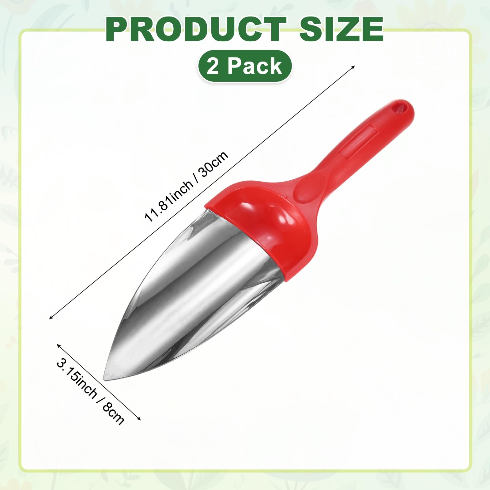 M METERXITY 2 Lot Pelle Jardin Truelle, Pelles à Main, 30cm/11.81 Pouce Acier Inoxydable Outils Jardinage pour Creuser/Repiquer/Ameublir Le Sol/Planter, Manche Ergonomique [Rouge]