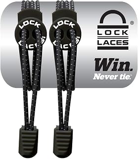 Lock Laces Elastic No-Tie Shoelaces - One Size Fits All Kids Adults, Tieless Slip-On for Runners Seniors Sneakers
