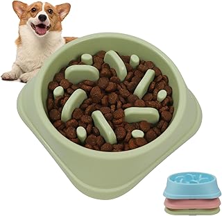 Slow Feeder Dog Bowl, Dog Bowls to Slow Down Eating, Anti-Choke, Anti-Gulp, Cat and Dog Bowls for Small Medium Size Pets(Green)