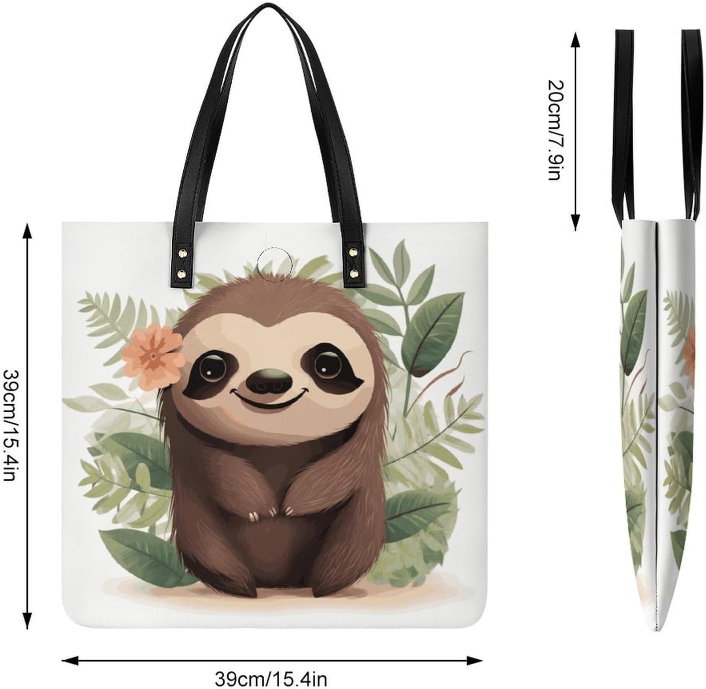 Cute Cartoon Sloth Handbags Large Capacity, Tote Bag Stylish Slouchy, Shoulder Bags for Work Beach Travel And Shopping Grocery.