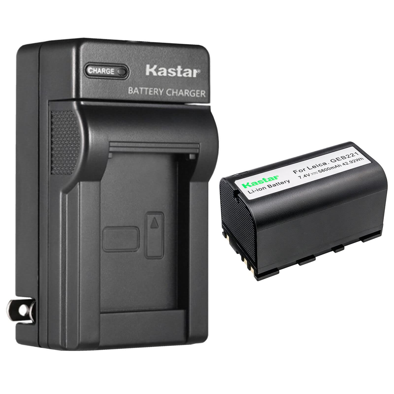 Kastar 1-Pack Battery and AC Wall Charger Replacement for Leica GRX1200, GX1200, Piper 100, Piper 200, RX1200, RX900, SR20, TS02, TS06, TS09, TS11,