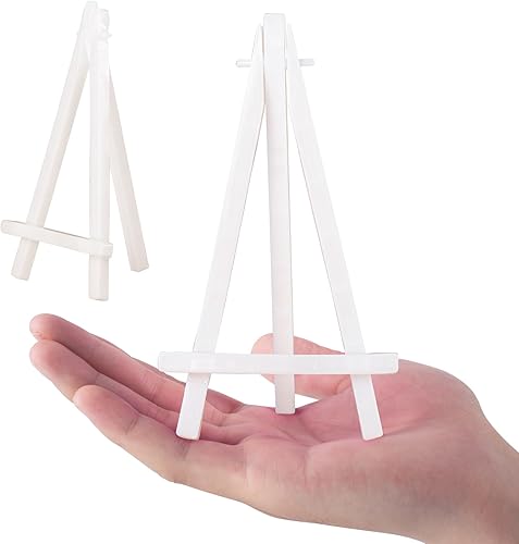 Miniatura 6 de Paquete de 6 mini caballetes de 5 pulgadas, soporte de lona de plástico blanco, caballete de exhibición pequeño portátil para lienzos, pintura,