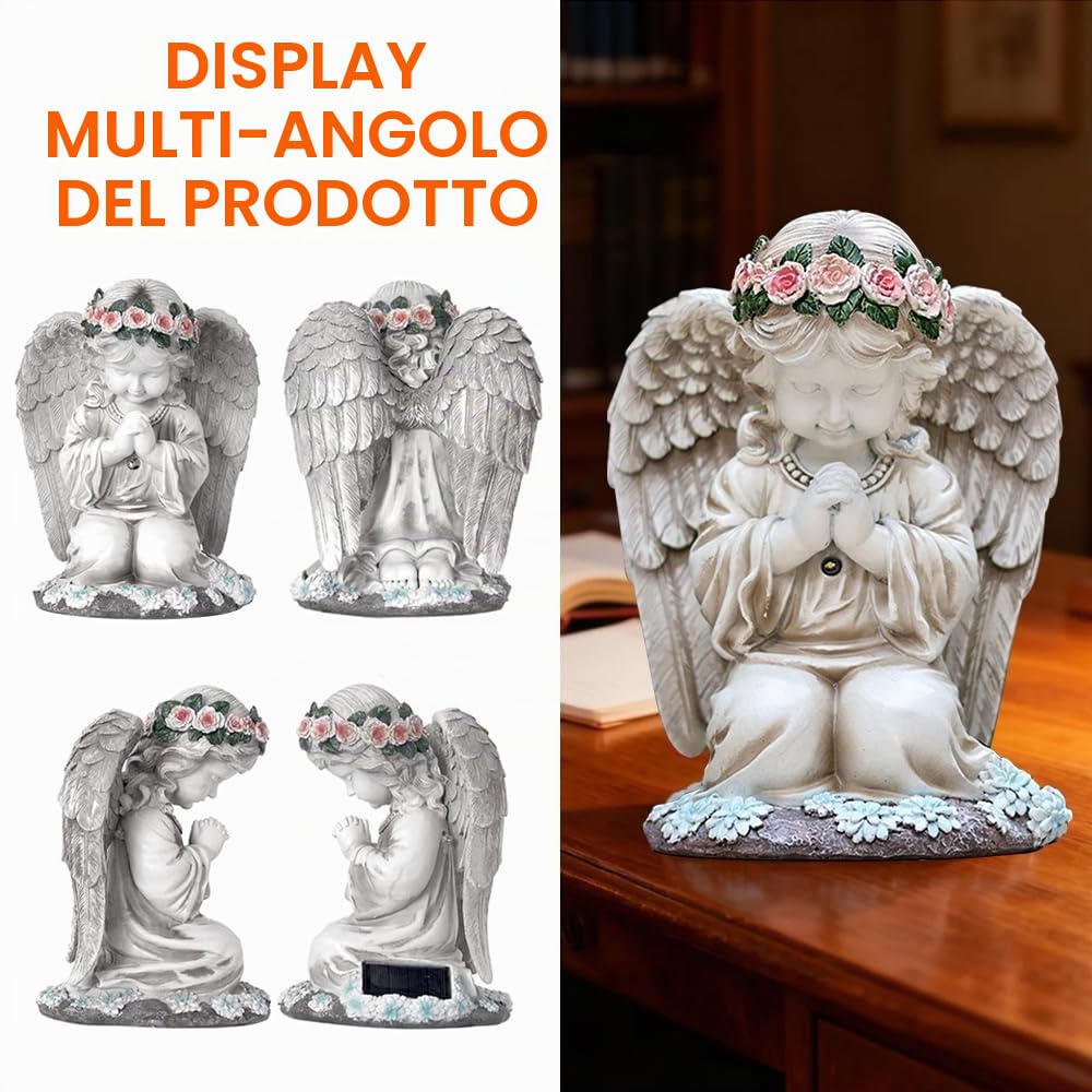 Statue da Giardino Esterno Angelo, Statue da Giardino di Angeli Solari, Resistente alle Intemperie, Scultura Decorativa per Prato, Cortile, Terrazza, Davanzale, Angelo Della Preghiera