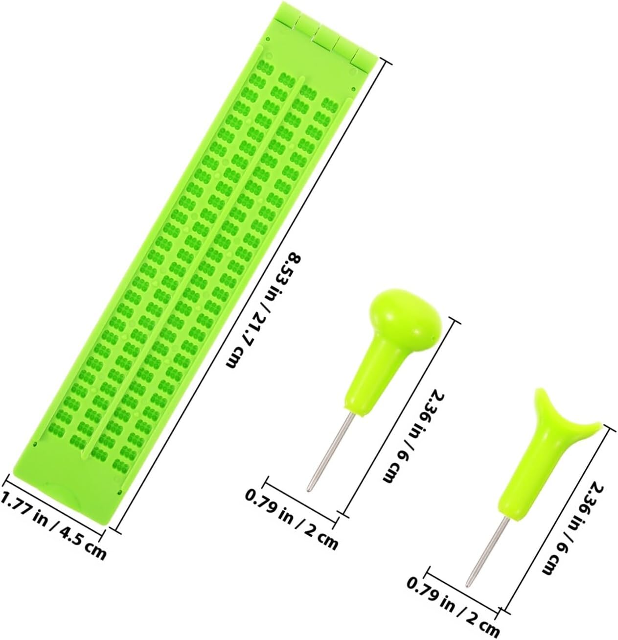 HOMSFOU Braille Writing Board for Blind with 28 Cells Plastic Braille Plate and 2 Stylus Pens Learning Aid for Visually Impaired Users