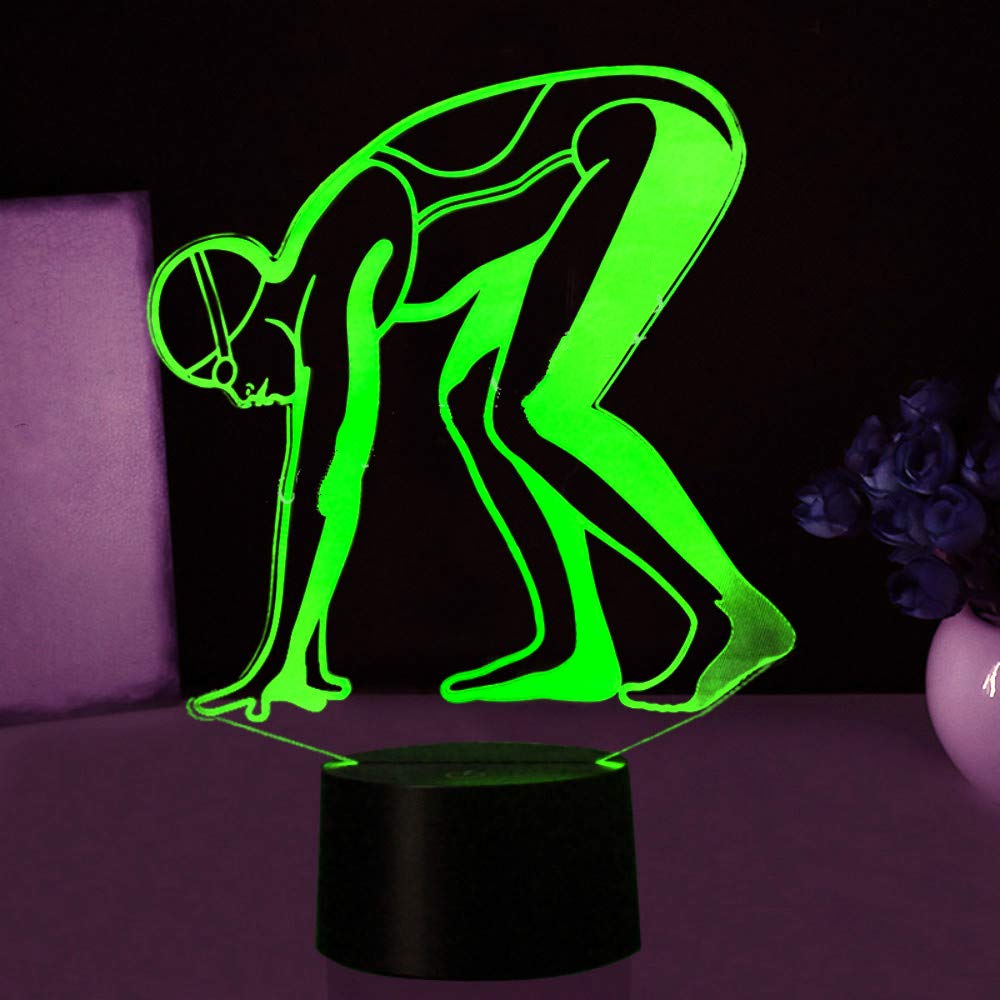 Jinson Well 3D Bodybuilding LED Nachtlicht – 7 Farben, Touch-Bedienung, USB-betrieben, Optische Illusion