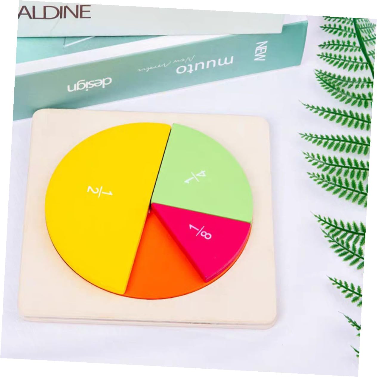 WOONEKY Juego Educativo de Madera en Forma de Disco para Aprender Fracciones, Tablero Didáctico Divertido para Estudiantes Visualización Clara