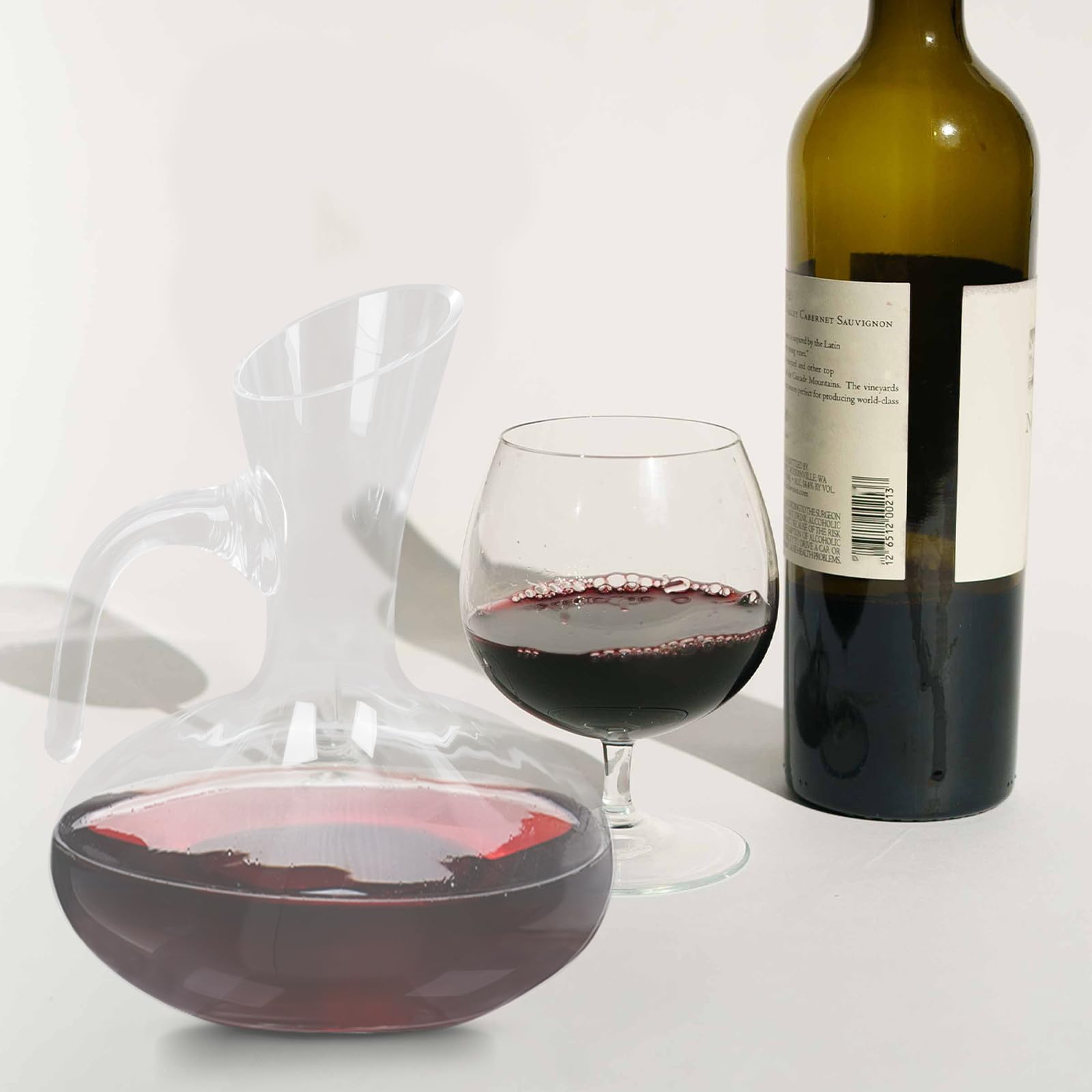 Zerodeko Decantador de Vino de Vidrio Ligero Capacidad de 1800ml y Boca Inclinada para Servir Fácil en Fiestas y Reuniones