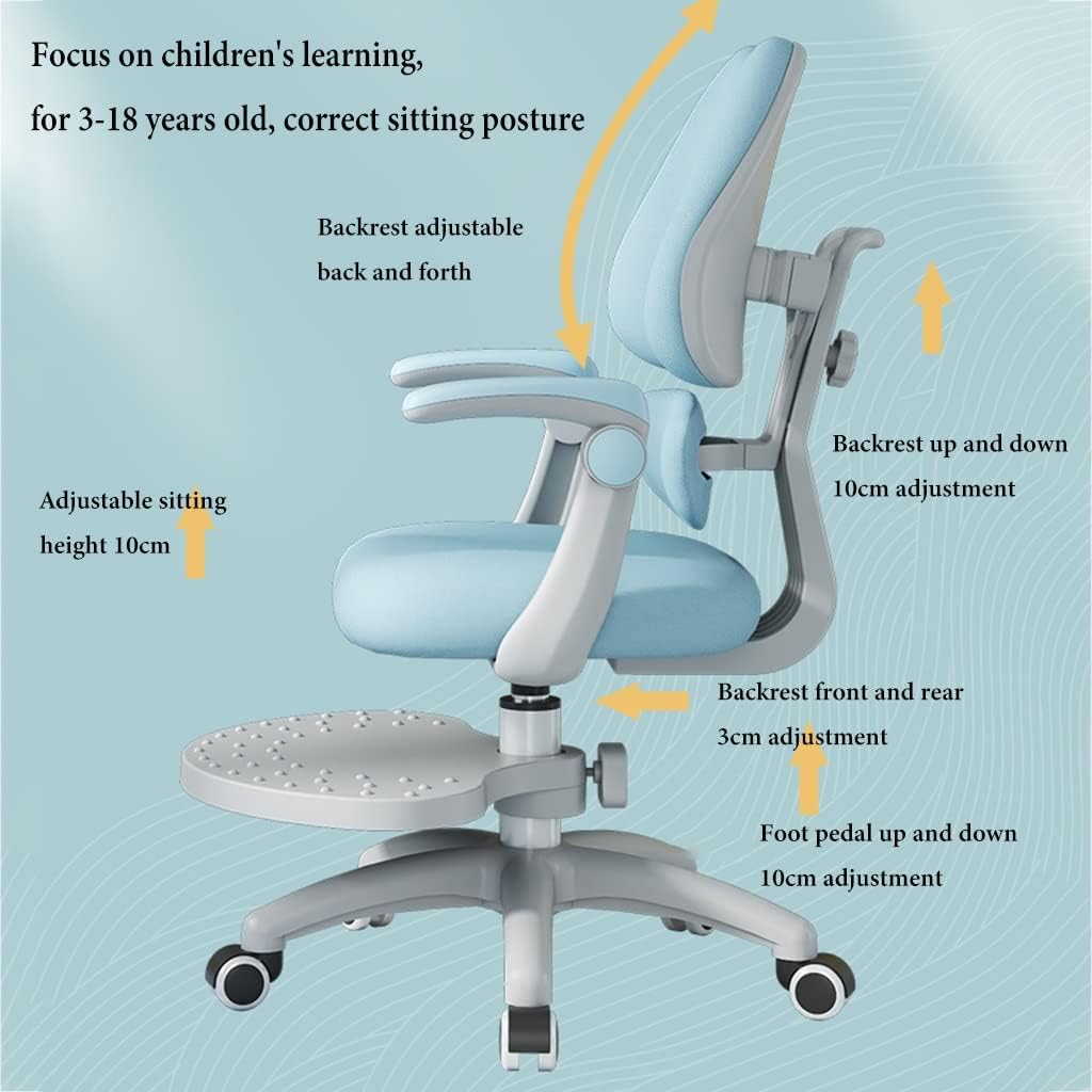 Kids Desk Chair with Arms Children Study Chair Adjustable Kids Task Chair Children Study Chair for Student Boys Girls Home Writing Chair with Lock Wheel (Color : /Pink)