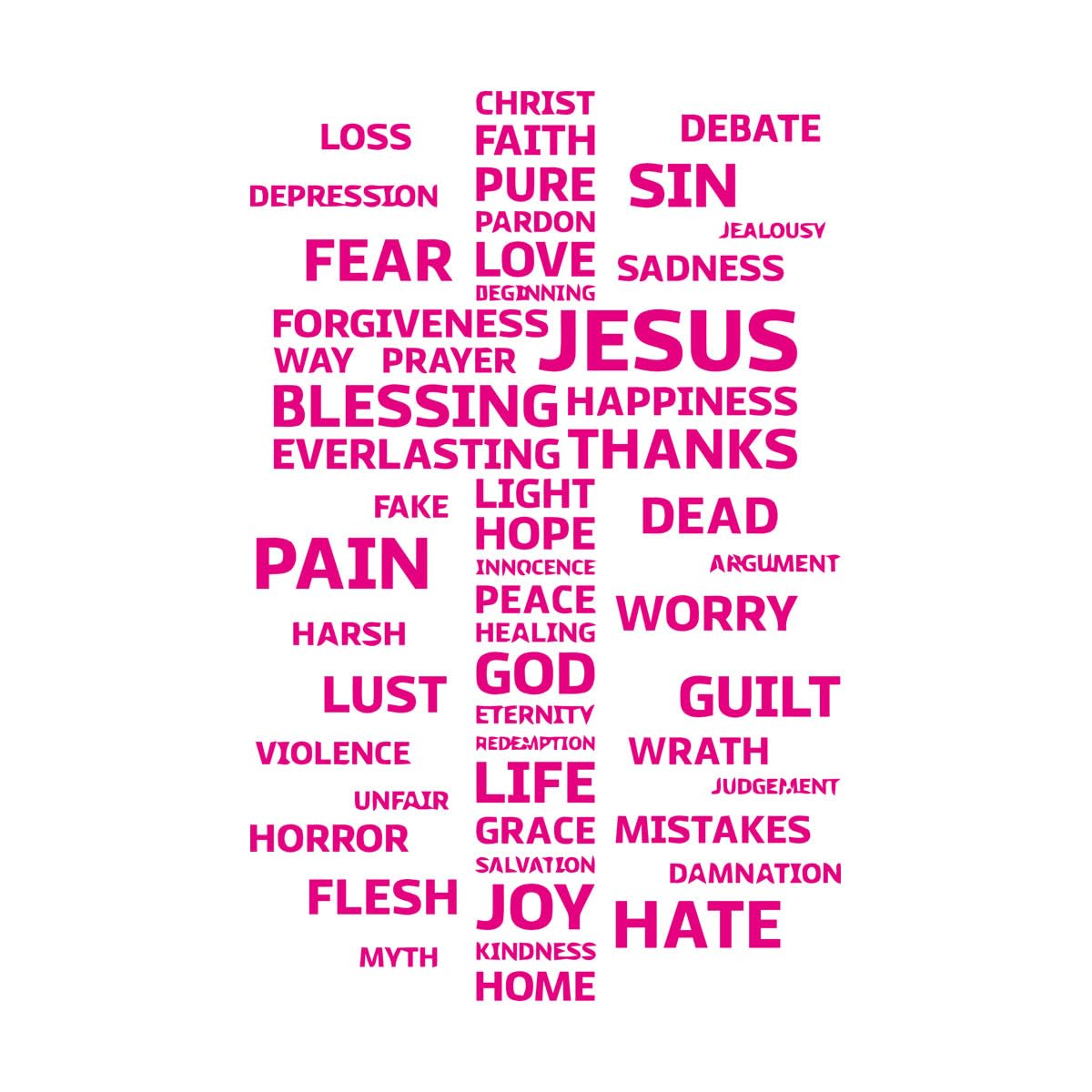 Vinyl Wall Stickers Cross Religion Jesus Blessing Prayer Words 32x49.5cm It Won't Fall Off Small Rosered
