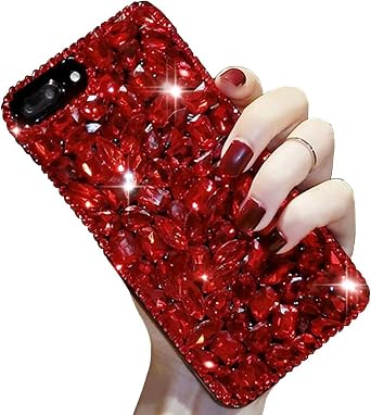 Bling Diamond Case for Samsung Galaxy S26 Ultra 5G, 3D Homemade Sparkle Crystal Rhinestone Shiny Glitter Full Clear Stones Back Phone Cover with Screen Protector -All Red