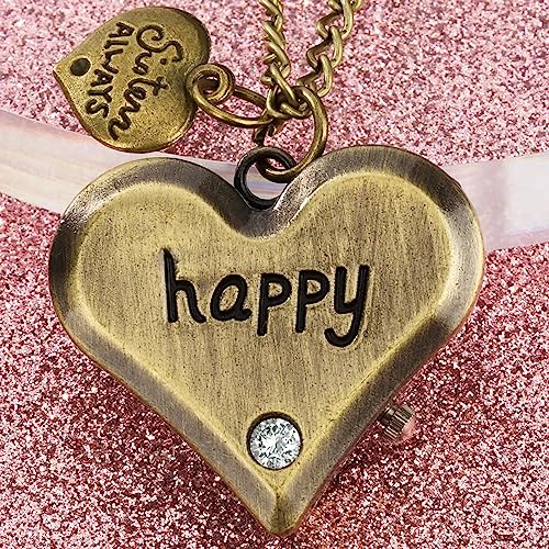 ZALTAS Pequeno amor bronze feliz quartzo relógio de bolso corrente colar suéter relógio de corrente