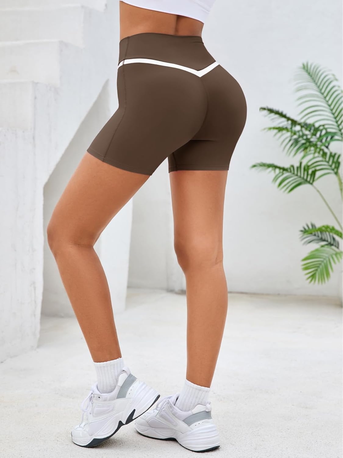 Aoysky Womens Buttery Soft Crossover Biker Shorts 5" Criss Cross V High Waisted Seamless Workout Yoga Athletic Shorts - Image 4