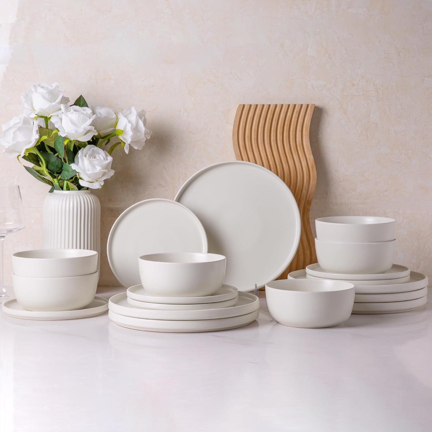 GBHOME Ceramic Dinnerware Sets of 4,Stoneware Plates and