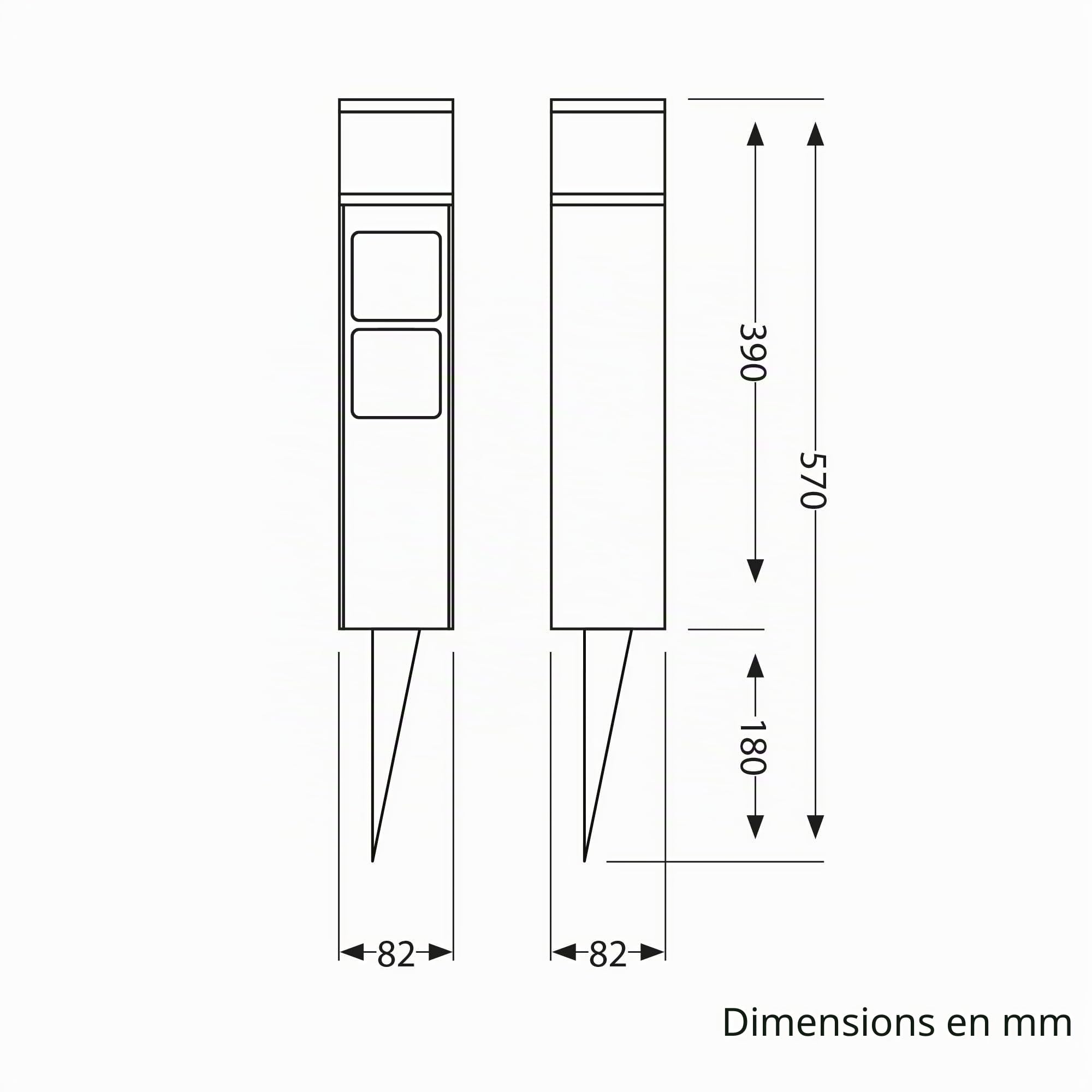 ledscom.de Borne d'éclairage PODEL avec piquet de terre pour l'extérieur, Smart Home, 39cm, anthracite, 2 prises de courant, ampoule G9 incluse, 596lm, blanc