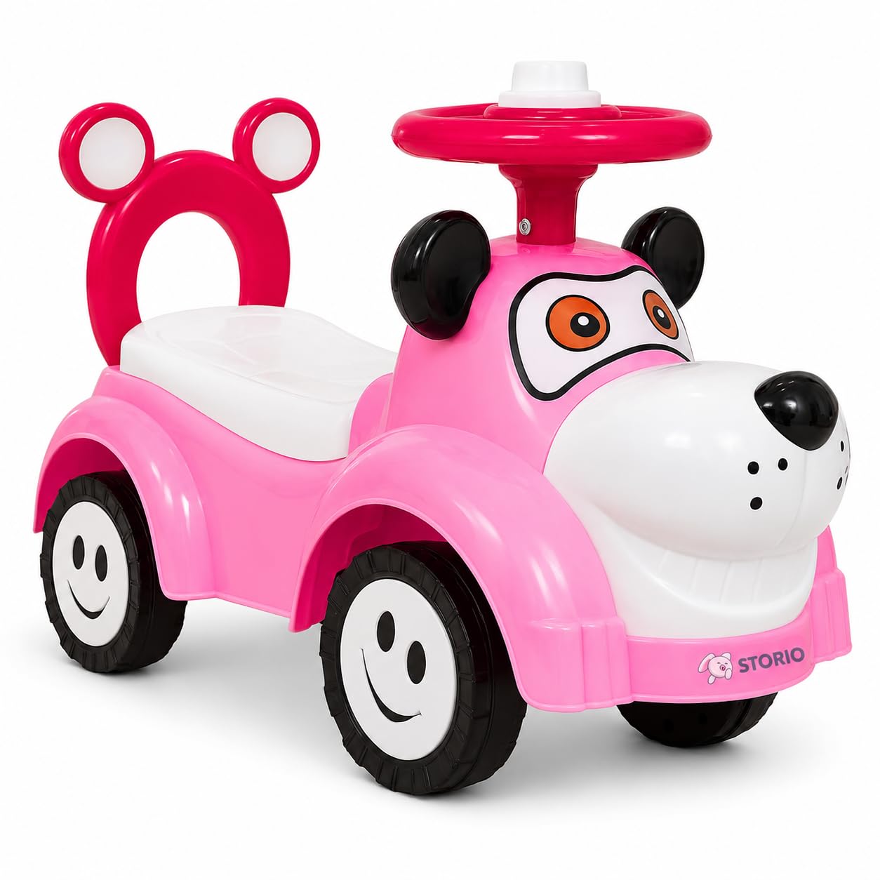 Storio Kuku Ride-On Push Car for Toddlers – Pink Toy Car for Girls, 1–3 Years, Easy Grip Steering-image-46