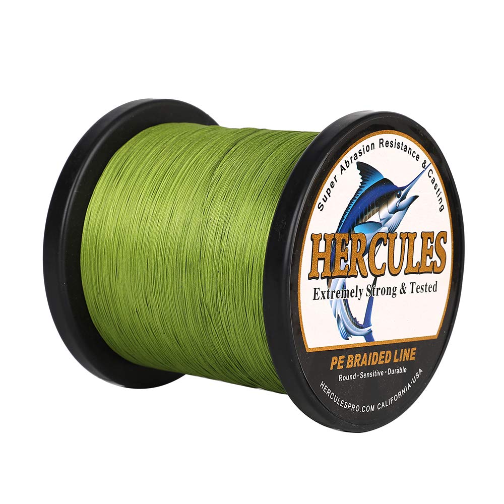 Hercules Super Strong 500M 547 Yards Braided Fishing Line 90 LB Test for Saltwater Freshwater PE Braid Fish Lines 4 Strands - Army Green, 90LB (40.8KG), 0.50MM
