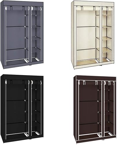 Miniatura 6 de Armario portátil de 67 pulgadas armario independiente con tela no tejida organizador de almacenamiento de armario con 6 estantes y 1 riel para