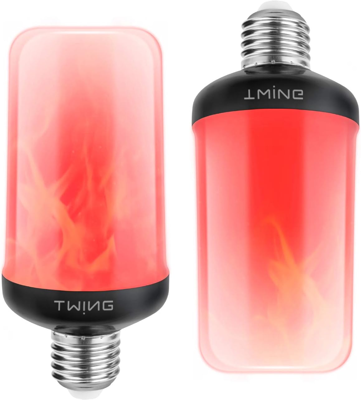 LED Flame Bulb Red Fire Bulbs 6W 4 Modes E26/E27 Base Flickering Fire Light Bulbs with Gravity Sensor for Christmas Decoration, Halloween Decoration, Indoor Outdoor Home Decor(2 Pack)